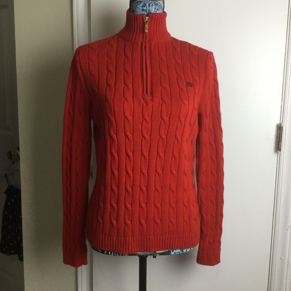 Like New Chaps 1/4 Zip Knit Turtleneck Red Sweater Women’s S